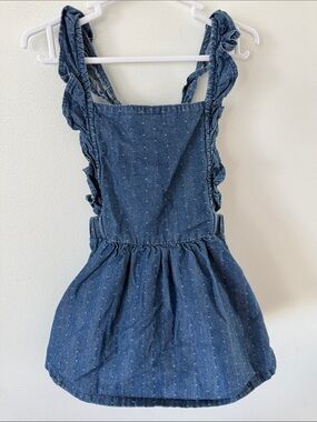 Cat & Jack Denim Polka-Texture Jumper Skirt in Blue